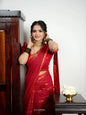 Red Kerala Kasavu Saree