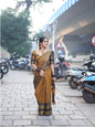 Mustard Black Korvai Saree